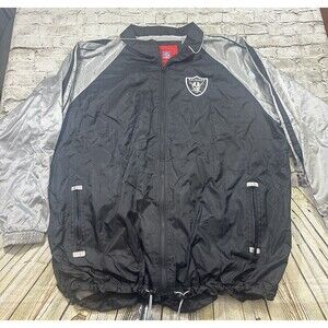 Vintage NFL Oakland Raiders Jacket Men’s Sz.‎ 2XL Black Windbreaker Outdoor